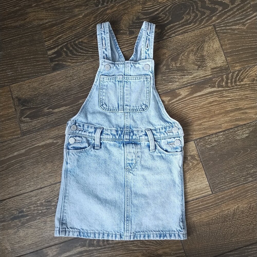 Kids Old Navy Light Wash Denim Overall Dress | Size US XS (5)